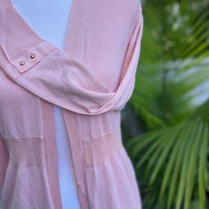 WHBM Pink Long Sleeve Long Cardigan